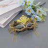Luxurious Beaded Half Face Mask Practical Metal Plastic Blend Costume Prop For Masquerades Theater Art