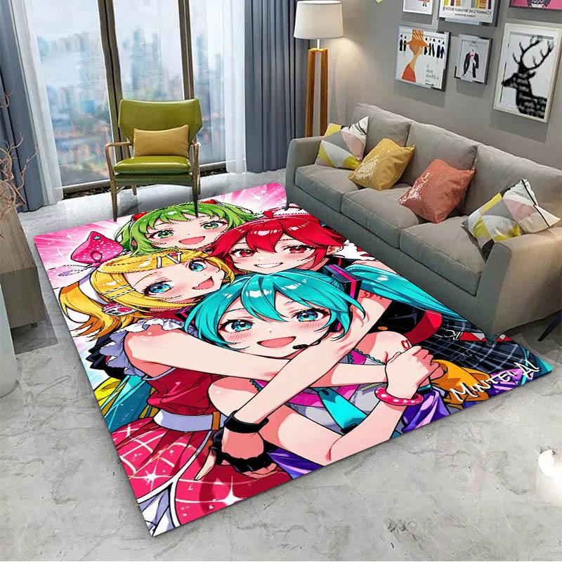 Alfombra 3D de Anime H-Hatsune V-Vocaloid Kawaii Girls para Decoración de Habitación Hogar Niños Regalo Puerta Alfombra para Zona Infantil Felpudo Antideslizante