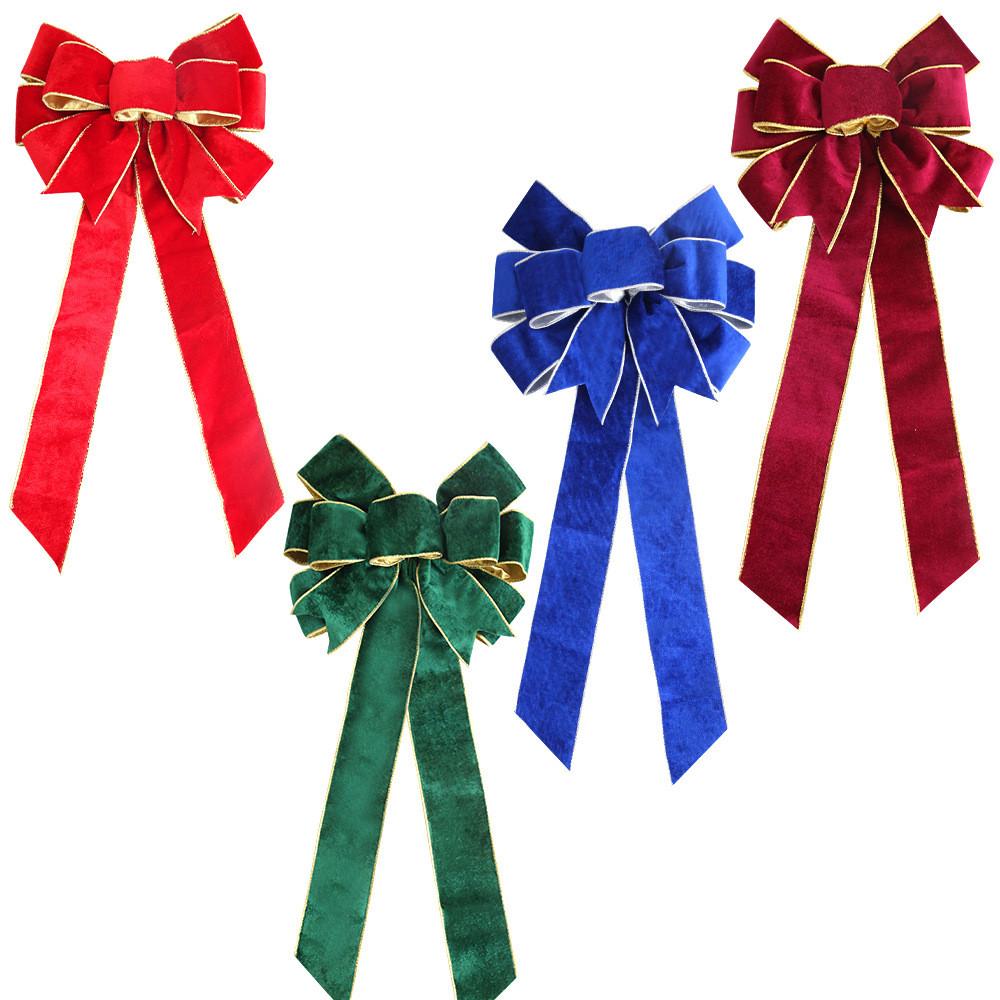 Red Luxurious 60cm Velvet Christmas Bow Decoration For Festive Tree Ornamentation