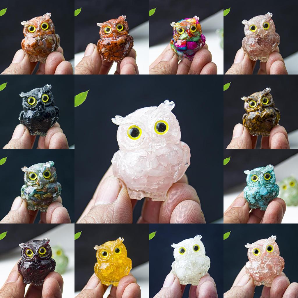 Uil Hars Kristal Beeldje Met Natuurlijke Watersteen Voor Huisdecoratie En Cadeau Geven