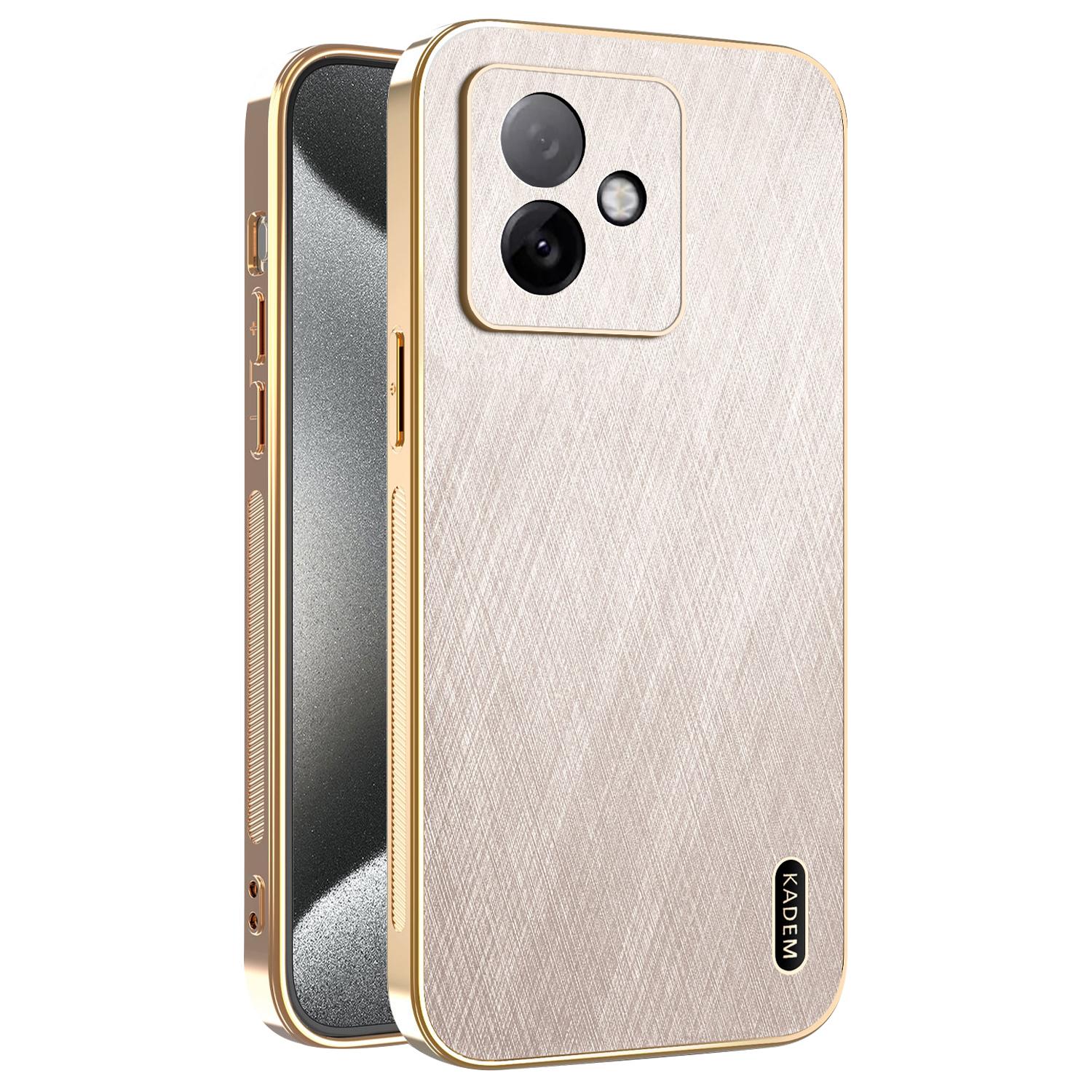

KADEM For Honor X60 GT 5G Case Electroplating Silk Texture PU+TPU Phone Back Cover Gold