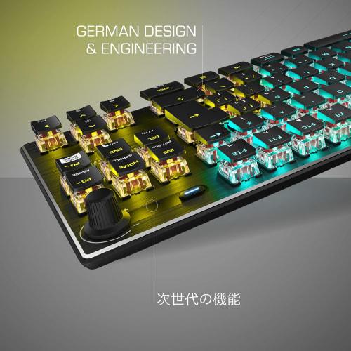 ROCCAT Mechanical Gaming Keyboard USB Computer Compatible Vulcan TKL Pro JP Japanese Layout Wired Black/Black Optical Linear Tenkeyless RGB Volume Dia
