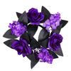 Halloween Purple Rose Candle Wreath, Decorative Artificial Flower Vine Ring, Desktop Decoration Atmosphere Decoration Props