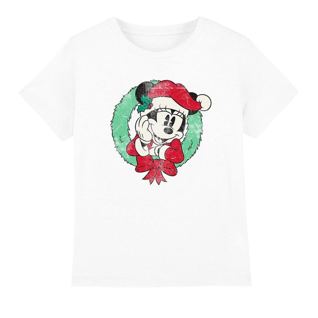Disney Childrens/Kids Minnie Mouse Wreath Christmas T-Shirt