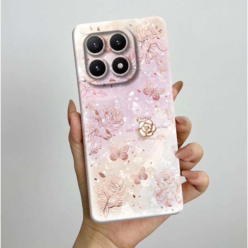 New For Xiaomi 15T Pro 15TPro Xiaomi15TPro Phone Case Aesthetic Pretty Butterfly Flowers Soft Silicone Shockproof Back Cover