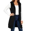 Women's Hooded Sleeveless Long Vest with Pockets - Color Loose Fit Casual Jacket