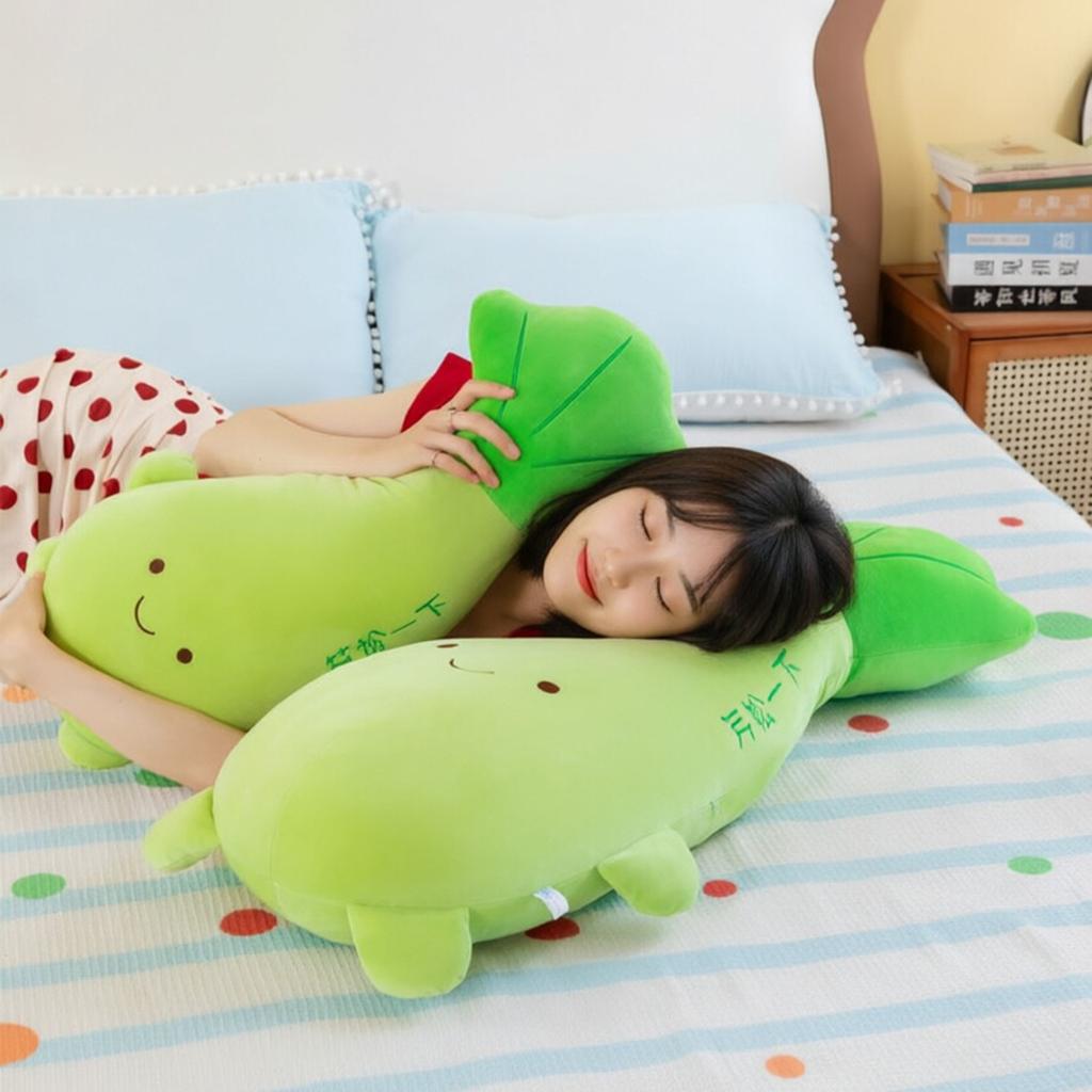 Celery Plush Pillow Soft Vegetable Stuffed Doll Smiling Face Green Plant Cushion Home Sofa Bed Decor Funny Stress Relief Gift