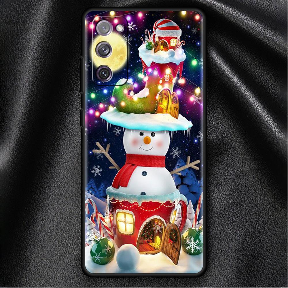 Bumper Case For Samsung Galaxy S22 Ultra S21 FE S20 Plus S10 Lite Phone Cover S10e S9 S8 S7 Silicone Funda Christmas Snowman Sac