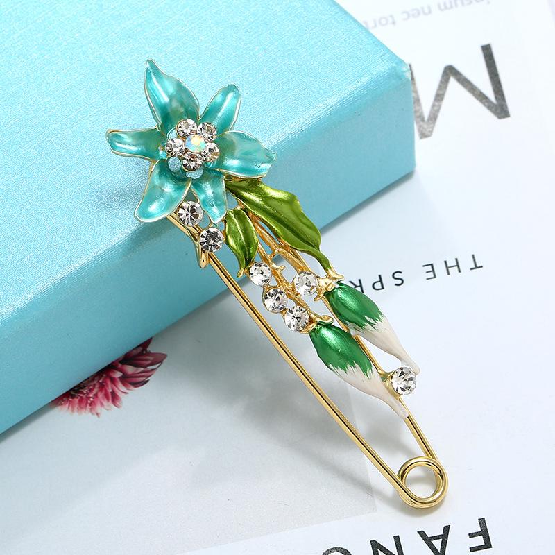 Oil silk scarf buckle brooch women's fixed clothes cardigan pin tulip flower temperament versatile accessories