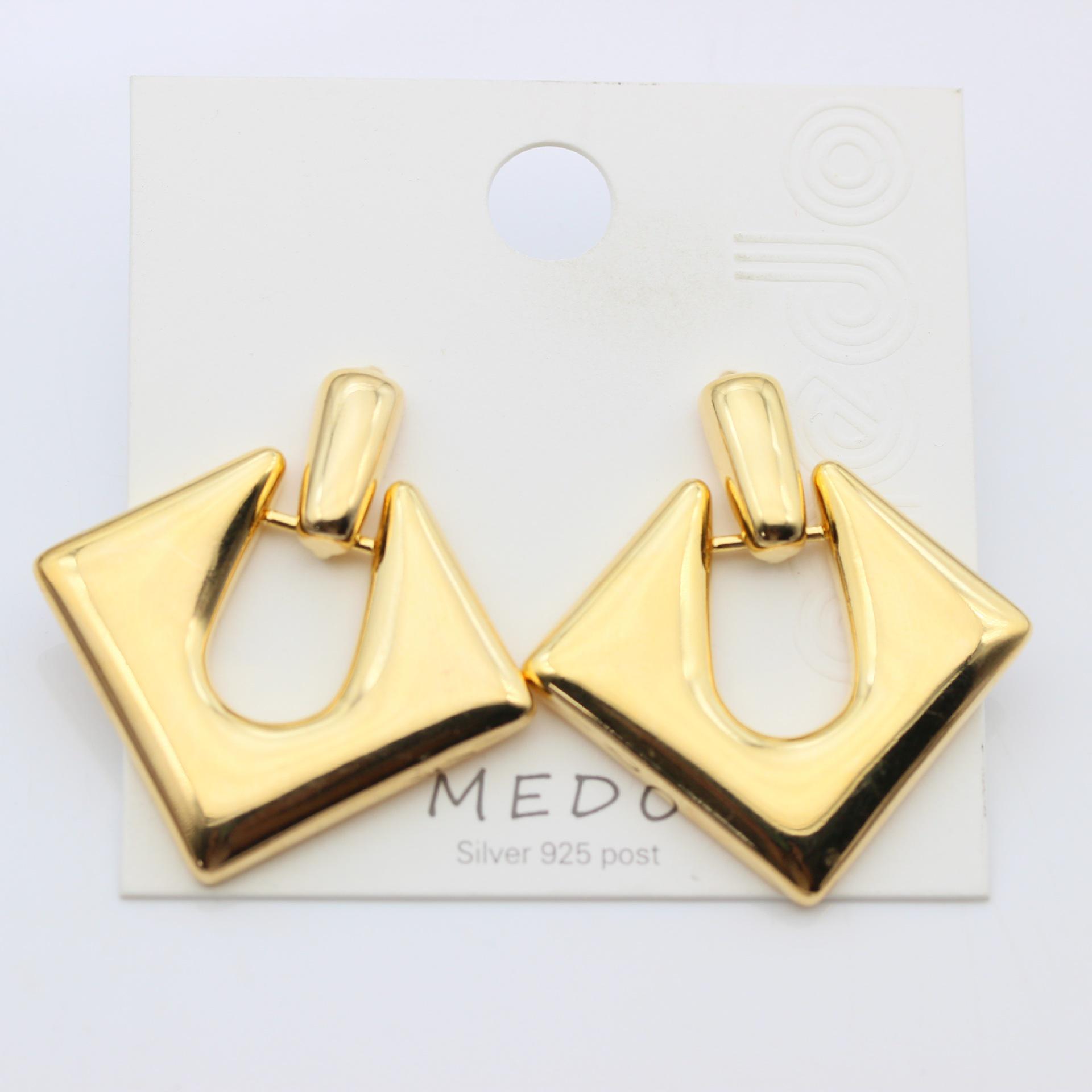 

S925 Silver Needle High-End Square Geometric Rhombus Earrings for Women - European and American Style
