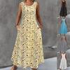 Rochie Casual Elegantă, Rotundă la Gât, Fără Mâneci, Imprimată, Lungă, Pentru Femei