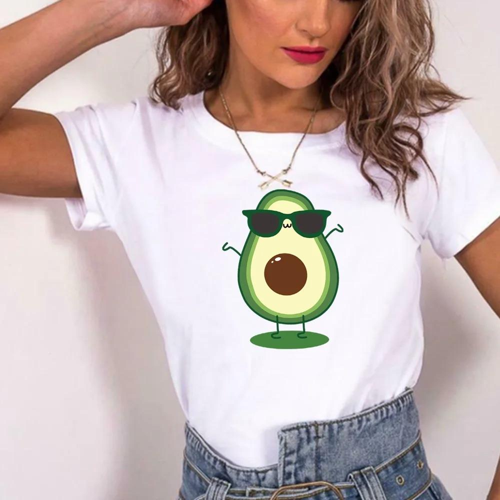 Cute Avocado Printed T-Shirt Short Sleeve Neck Fashion Casual Sport Aesthetic Gothic Clothes Summer Graphic Women'S T Shirt Gift