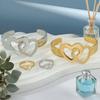 Two-piece set simple hollow love opening bracelet ring jewelry set fashionable daily casual versatile set