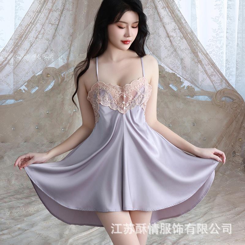 Crispy New Spring and Summer Comfortable Pajamas Backless Sweet Embroidered Lace Suspender Pajamas Women's Cardigan Loungewear Set