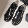 Retro College Schwarz Kleine Lederschuhe Lässig Trend Erhöhend Großer Kopf Neue Einzelne Schuhe