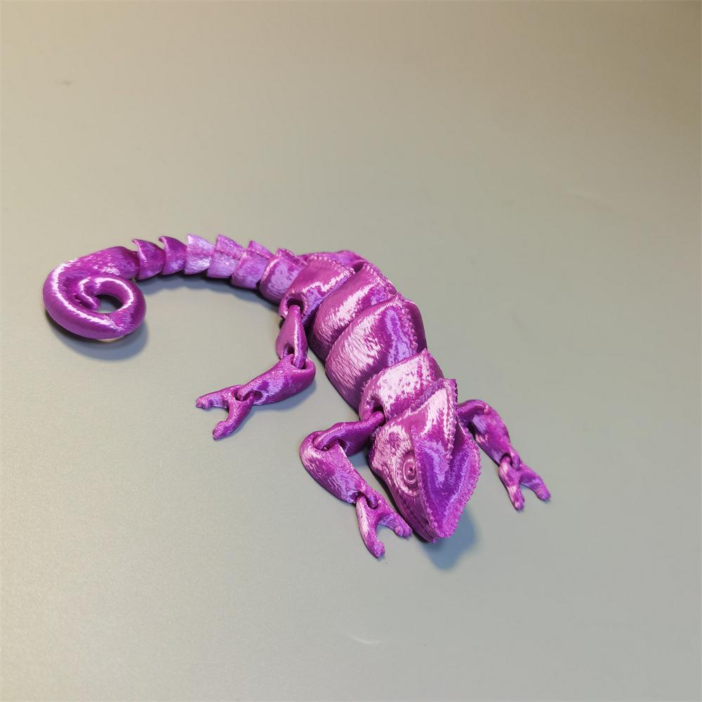 Multi-Color 3D Printed Chameleon Toy Ornaments - Colorful Animal Doll for Christmas & Children's Day