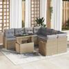 9 Piece Garden Sofa Set with Beige Poly Rattan Cushions, 2 Seater Garden Sofa with Storage &; Cushions 3357173