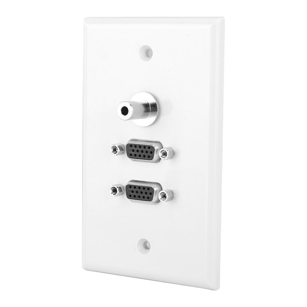 2 VGA Port 3.5 Female Head Wall Plate Panel for Home Theater Installation