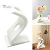 Handmade Carved Decor 3D Printed Curved Flower Arrangement Stand, Minimalist Holder Ornament, Bedroom Desk Accessory Creative Artistic Table