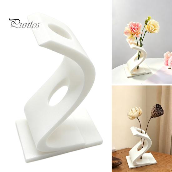 Handmade Carved Decor 3D Printed Curved Flower Arrangement Stand, Minimalist Holder Ornament, Bedroom Desk Accessory Creative Artistic Table