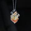 Handmade Transparent Heart Pendant Necklace Dreamlike Coloured Glaze Chain Choker  Girls