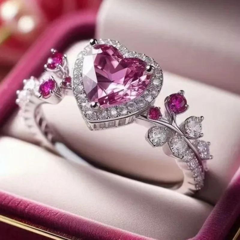 

Популярное новое парное женское кольцо с фиолетовым цирконом, кольцо из сплава с полным набором цирконов 8