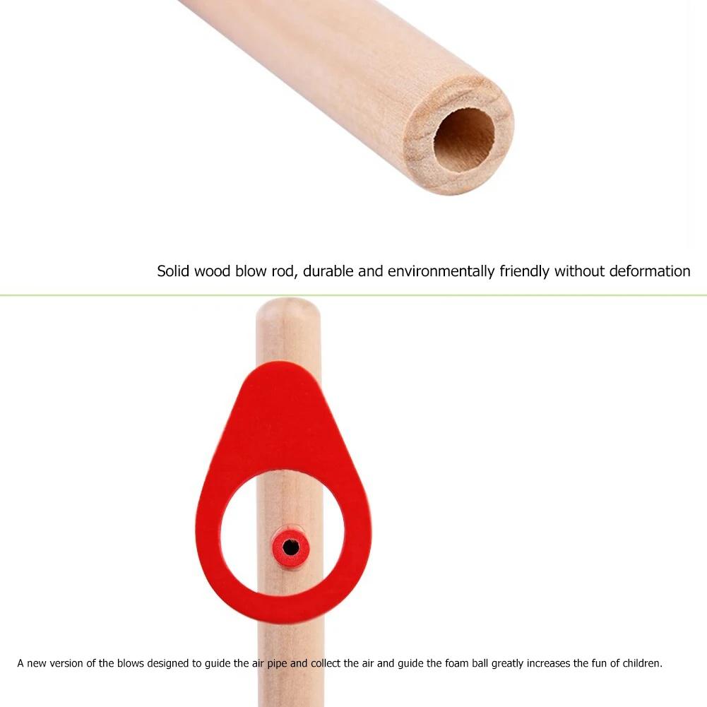 Výbušné dřevěné závěsné dmychadlo na koule Dětské puzzle pro ranou výchovu Hry pro rodiče a děti Trénink Kapacita plic Hračky