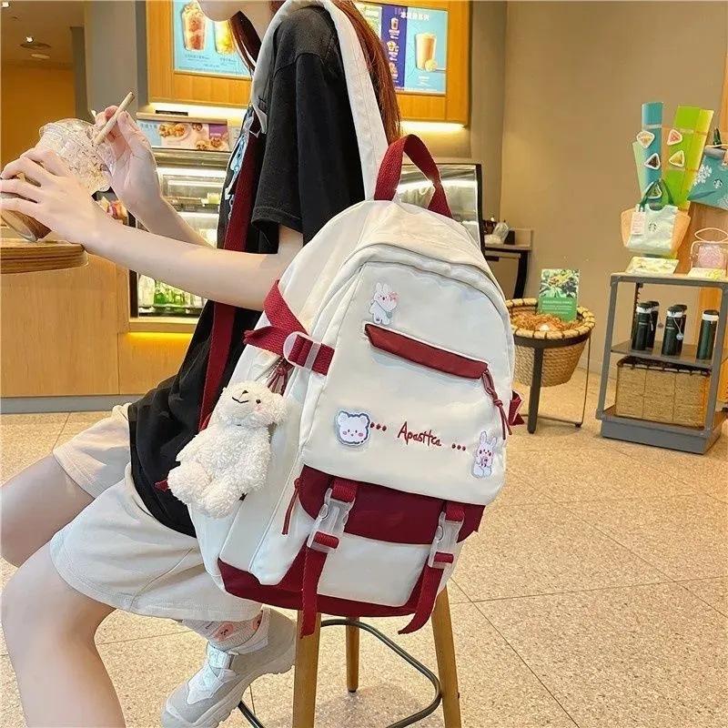 Schoolbag Backpack Backpack Female Large Capacity Travel Backpack Female Contrast Color Junior High School Student High School College Student Book