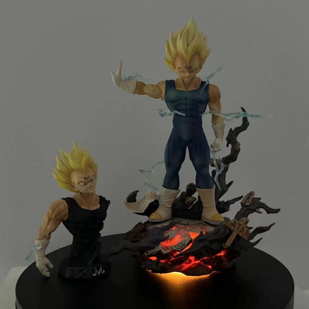 Dragon Ball Majin Vegeta Light-Up Anime Figure with Extra Hands & Heads