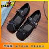 Temperament Sweet Belt Buckle Women's Single Shoes Spring and Summer New French Retro Square Head Bow Grandma Shoes