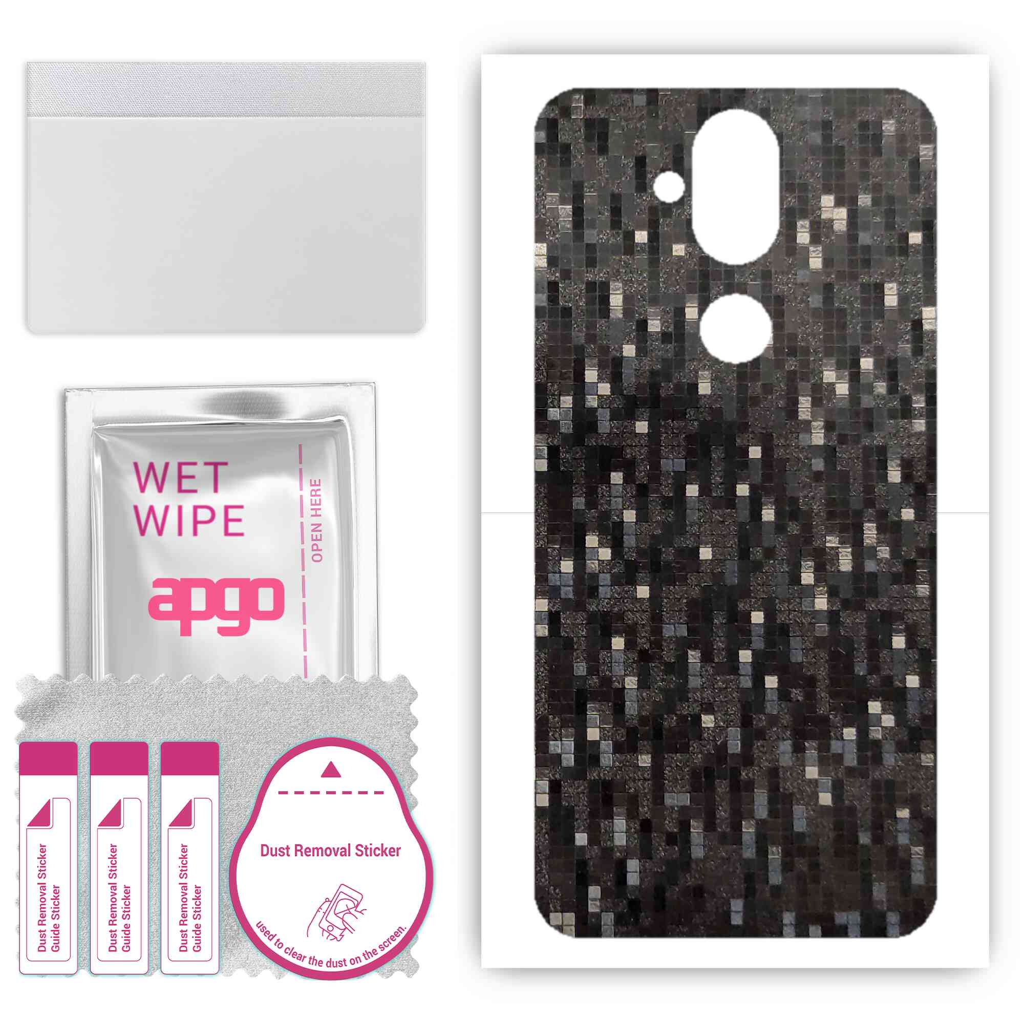 

Apgo Protective Skin Sticker для задньої панелі, сумісний з Nokia 8.1 (Nokia X7), Обгортка плівка, фольга, вініл – візерунок чорного пікселя