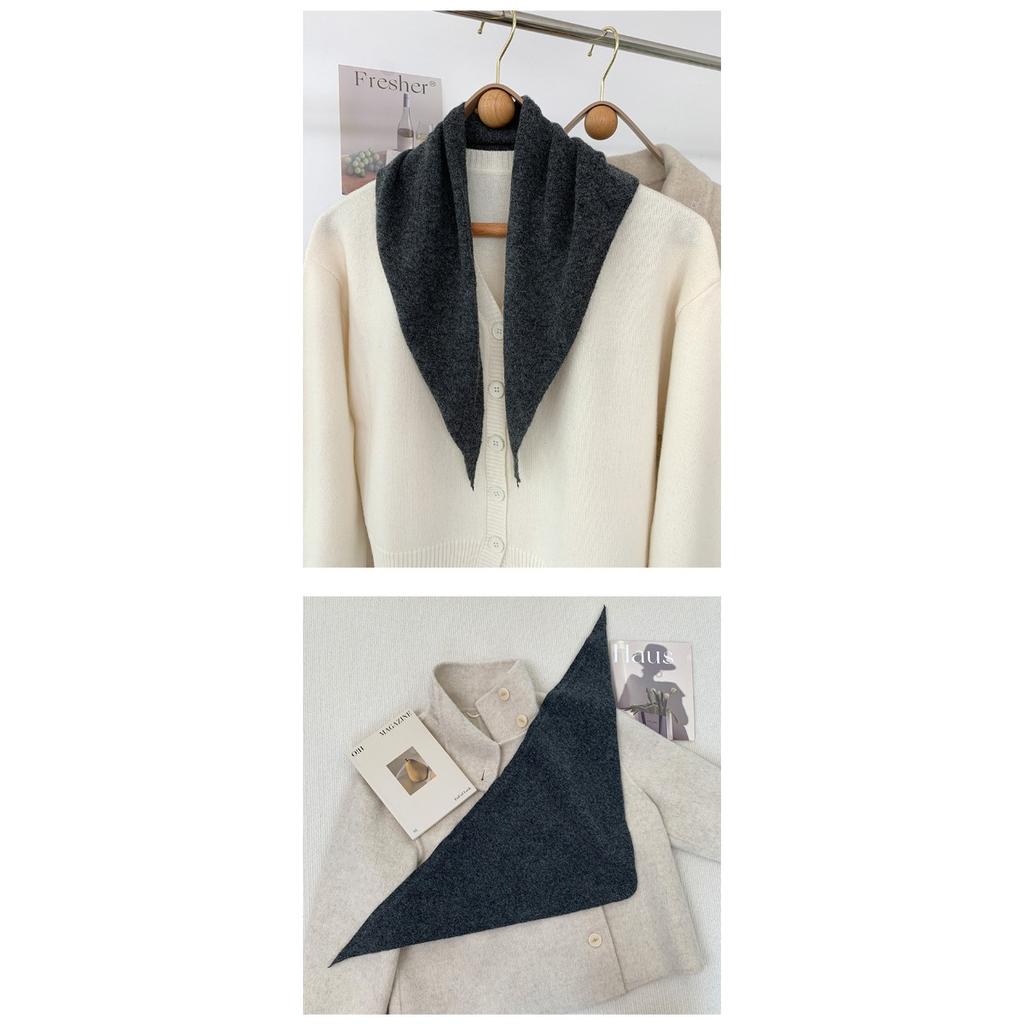 Wool Temperament, Anti-aging Triangle Scarf, Knitted Small Shawl for Women in Autumn and Winter, Versatile Korean Version, Knotted and Shoulder Worn