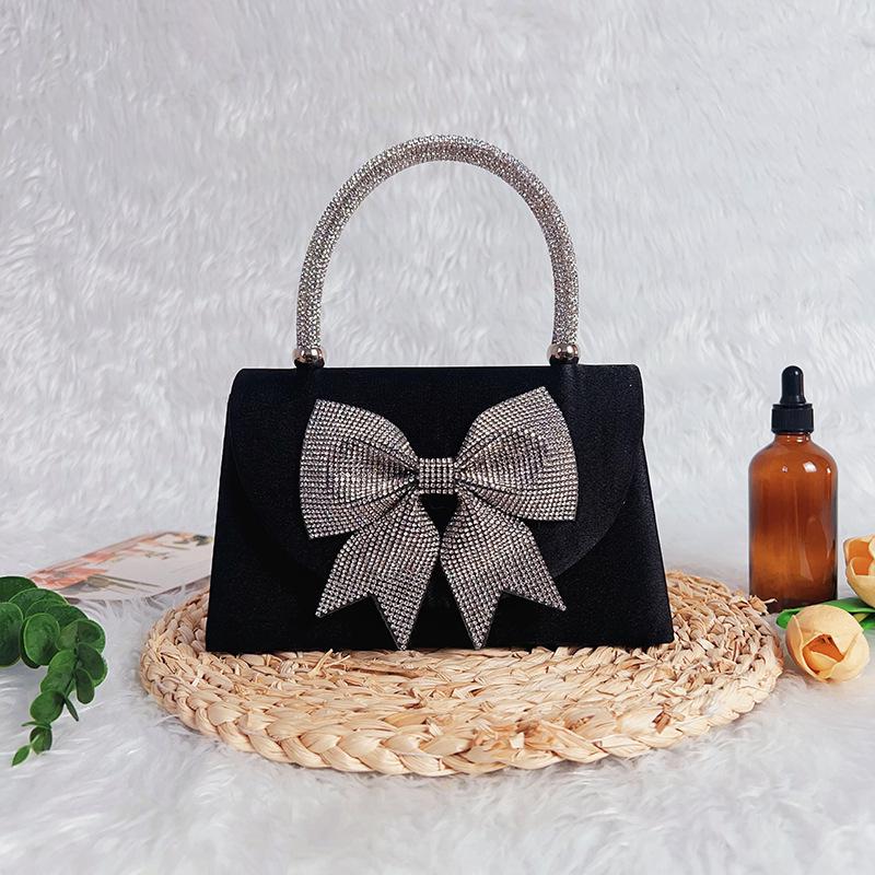 Bolso de Mano de Noche de Lujo con Lazo de Diamantes: Bolso de Fiesta y Vestido para Mujer
