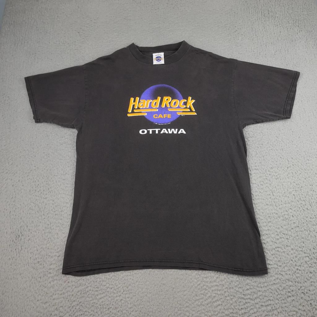 Maglietta Vintage Hard Rock Cafe Uomo XL Nera Ottawa Tultex Grafica Tee 1989