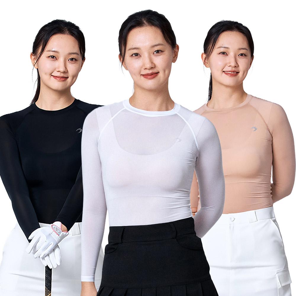 TS SPORTS Women'S Golf Wear Mesh Round Neck Innerwear Underlayer