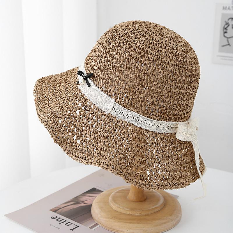 Women's Summer Hat Korean Style Wide Brim Sunshade Foldable Bucket Hat Sea Beach Accessories Breathable Sun Hat New