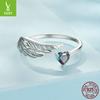 Colorful Love Wing Open Ring, Personalized Niche S925 Sterling Silver Wing Ring Ring