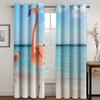 Cortina blackout grossa com estampa de flamingo praia mar de alta qualidade, animal rosa para sala de estar, janela, cortinas de sombreamento alto, nova cortina