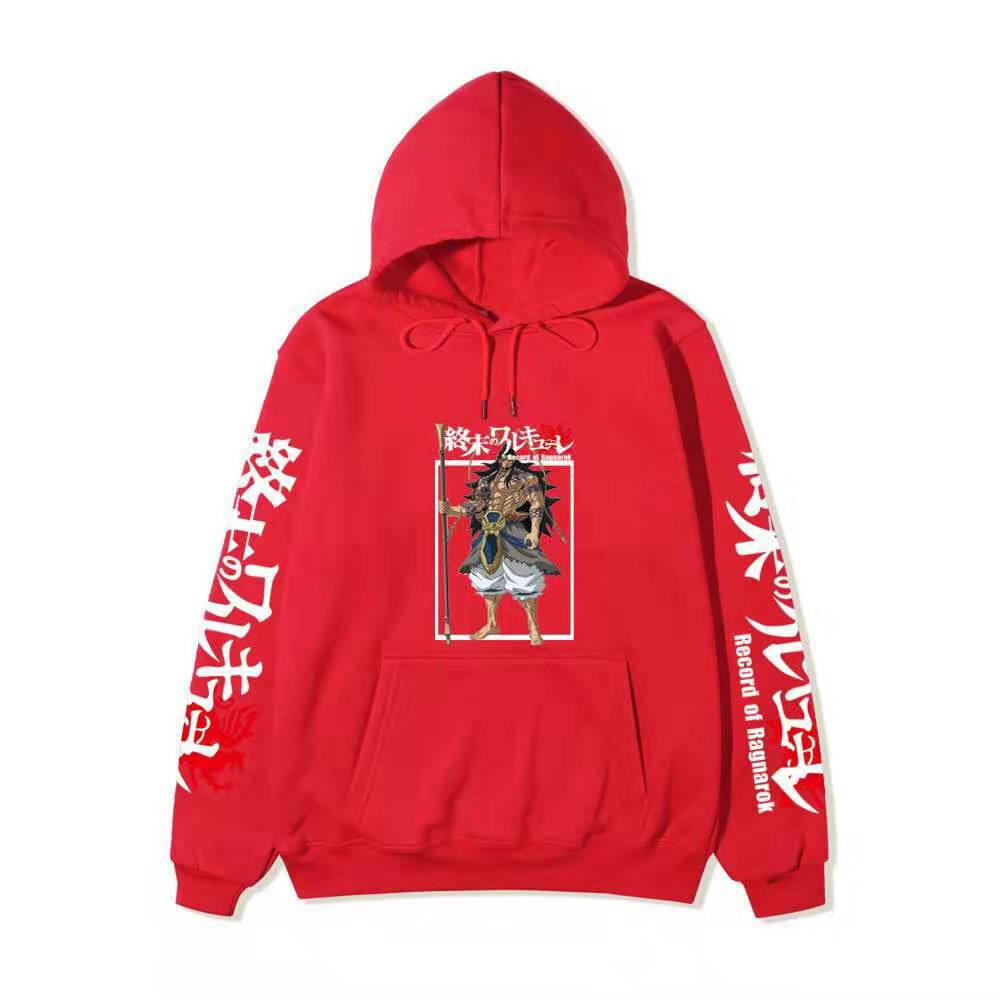 Record of Ragnarok Lu Bu Vollfarbiger Anime Hoodie Japanischer Drachen-Ärmeldruck Lässiger Pullover mit langen Ärmeln Sweatshirt