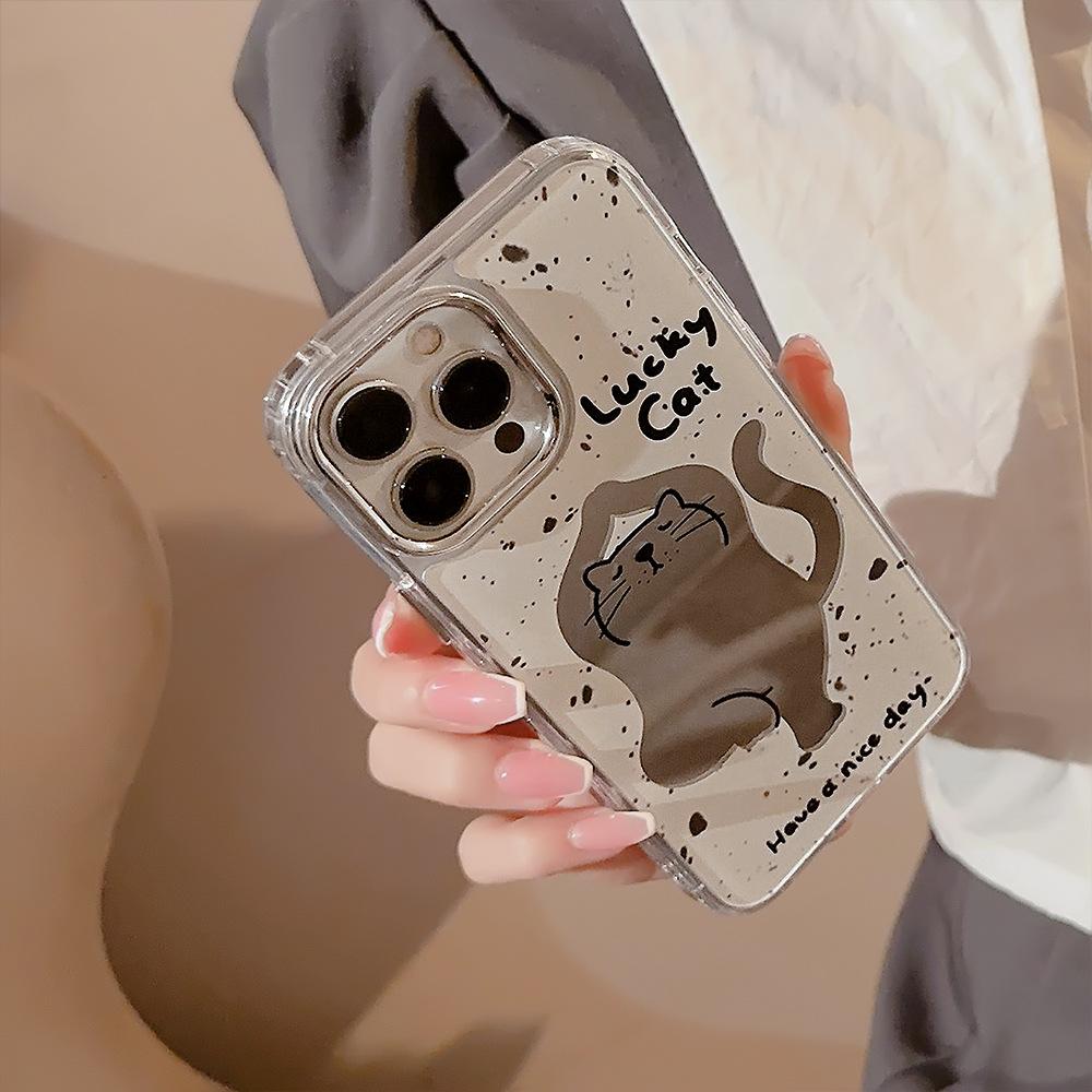 Yoga Cat IPhone 16 Suitable for 15promax Apple Phone Case 11 Funny Cartoon 13 Mirror 12