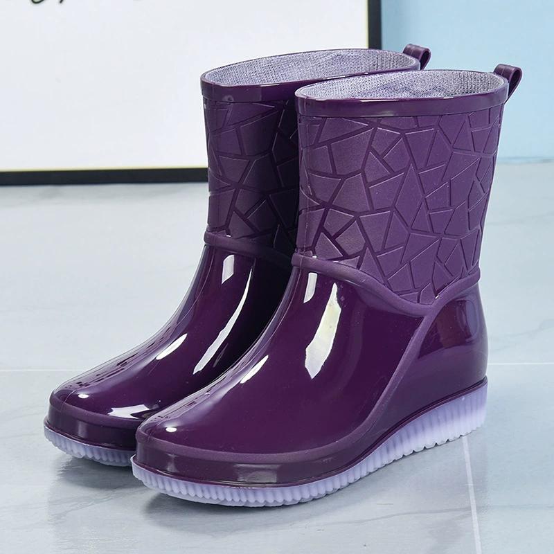 Gelee Anti-Rutsch Dicke Regenstiefel für Damen Im Sommer, Tragen von Verschleißfesten Regenstiefeln mit Kurzen Ärmeln und Modischen Wasserdichten Überschuhen