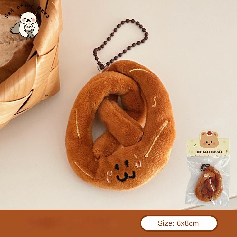 Kreative Cartoon-Brot-Plüschpuppe Anhänger Mädchen Vielseitiger Schlüsselanhänger Rucksackanhänger Dekorative Puppe Plush beige