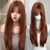 29-inch Synthetic High-level Orange-brown Long Straight Hair Wig Korean Hairstyle Women's Natural Heat-resistant Wig