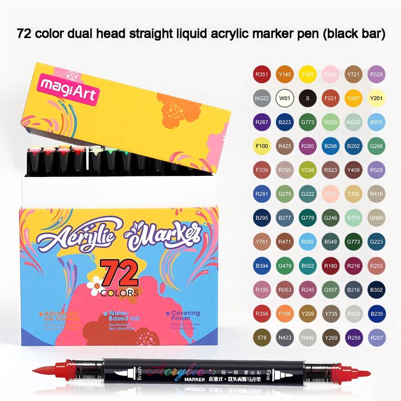 72 Color Dual-side Writing Double Head Direct Liquid Acrylic Non-Erasable Marker Pen Set Stackable Art Special Drawing Pen
