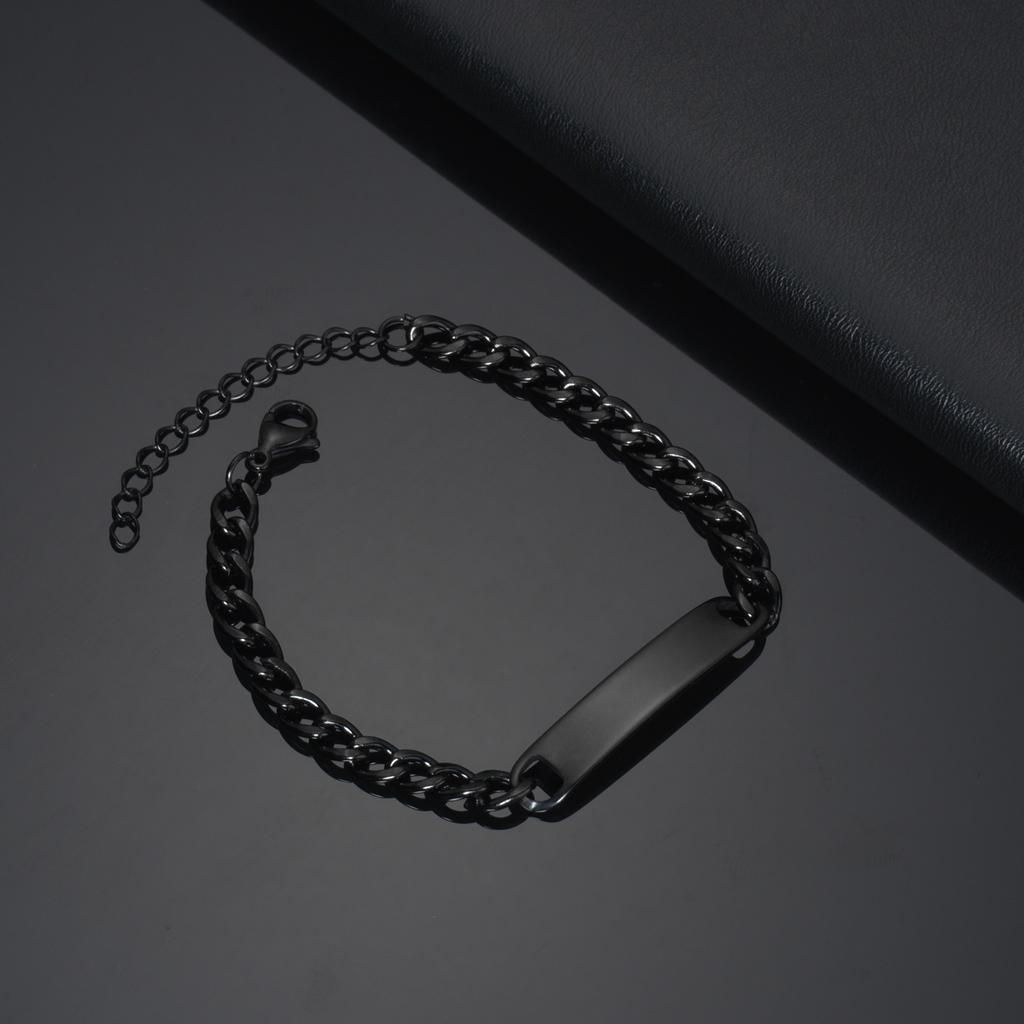 Punk Man Bracelets Hip Pop Gold Color Stainless Steel Thick Hand Chain Blank Bar Couple Men Women Family Jewelry Birthday Gift