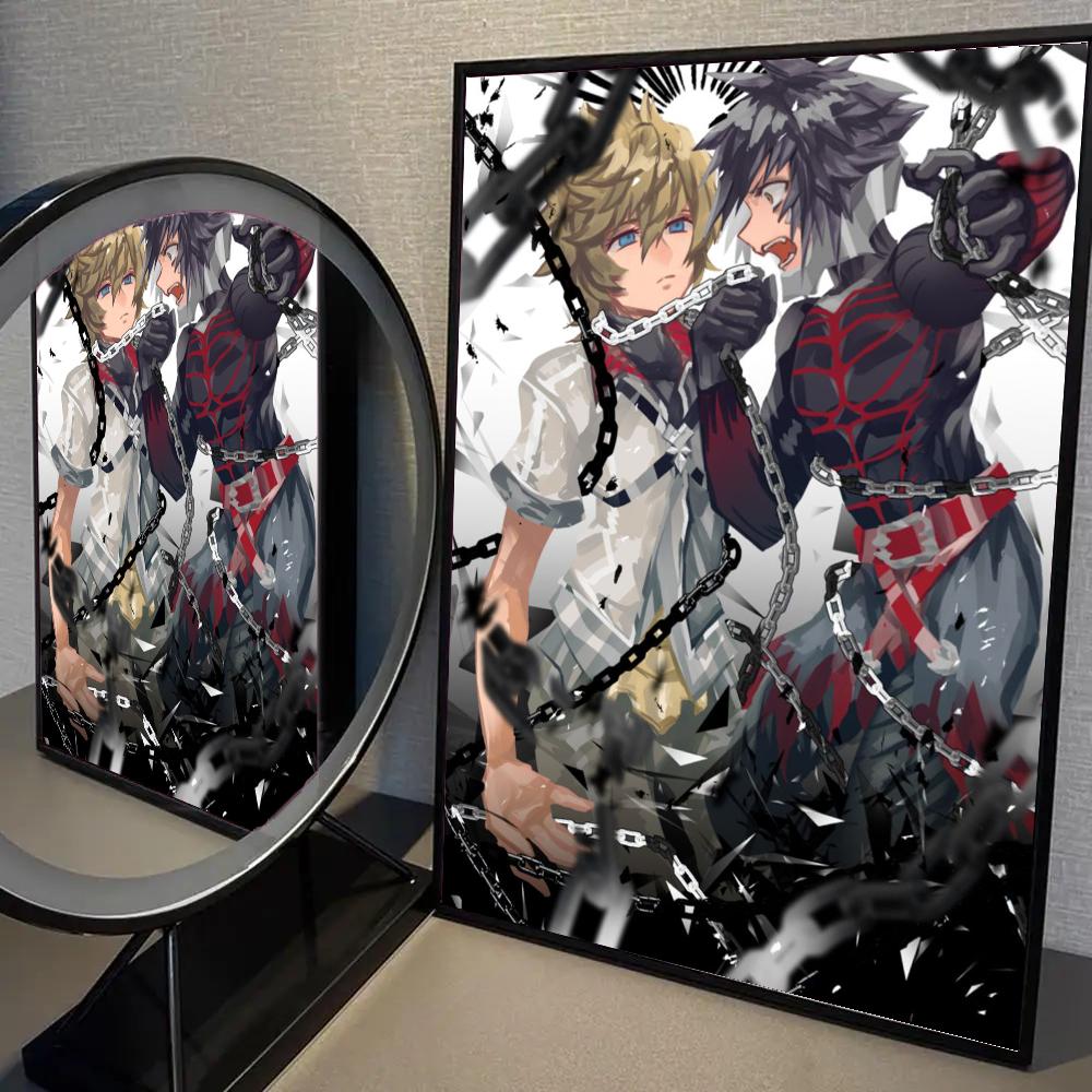 1pc Nordic Kingdom Hearts Anime Poster Self-adhesive Art Waterproof Paper Sticker Coffee House Bar Room Wall Decor