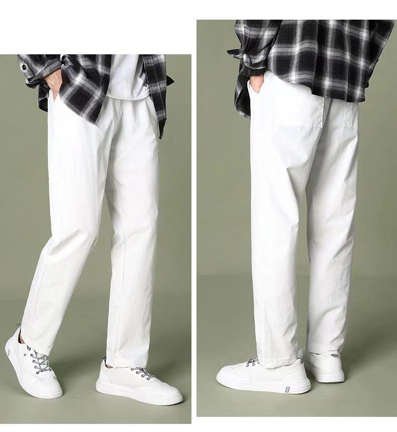 

Мужские модные прямые повседневные укороченные брюки - универсальные тонкие однотонные M белый