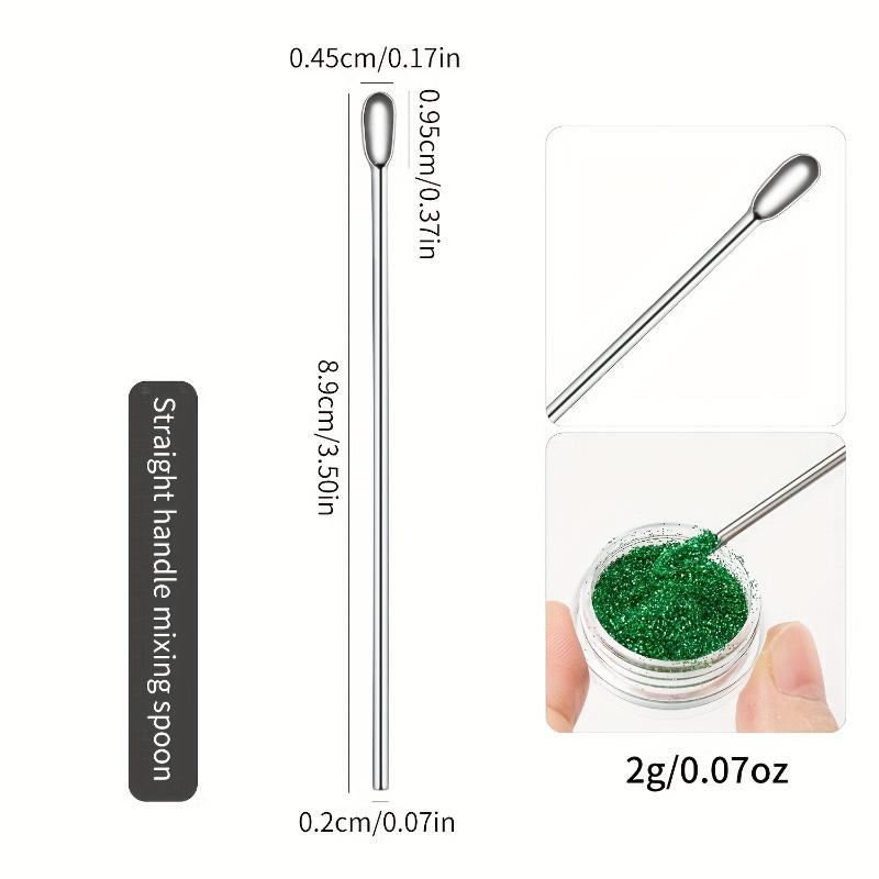 4Pcs Nail Art Stirring Rod Tool Stainless Steel Powder Liquid Gel Polish Spoon Spatula Foundation Mixing Tool