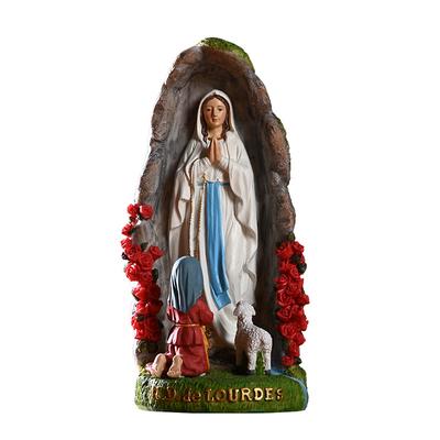 Catholic Holy Statue of Our Lady of Lourdes Painted Resin Ornament Goddess Statuette Figure Figurine Home Decoration Gift