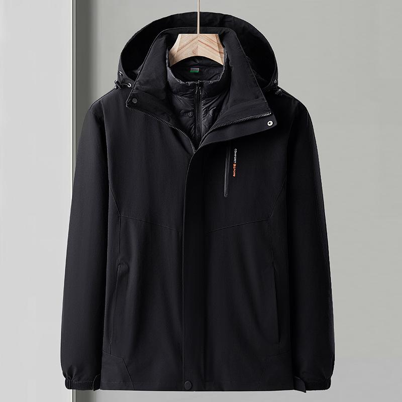 White Duck Down Detachable Three-in-one Jacket for Men, Windproof, Waterproof and Warm, Self-driving Camping and Mountaineering Clothing